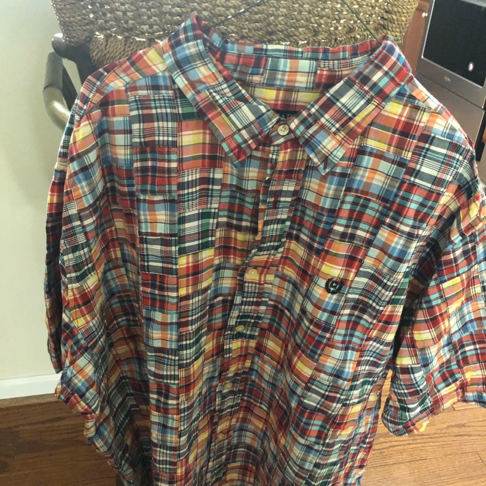 Chaps short sleeve multi color shirt button down